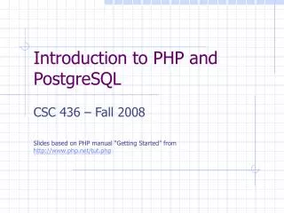 Introduction to PHP and PostgreSQL