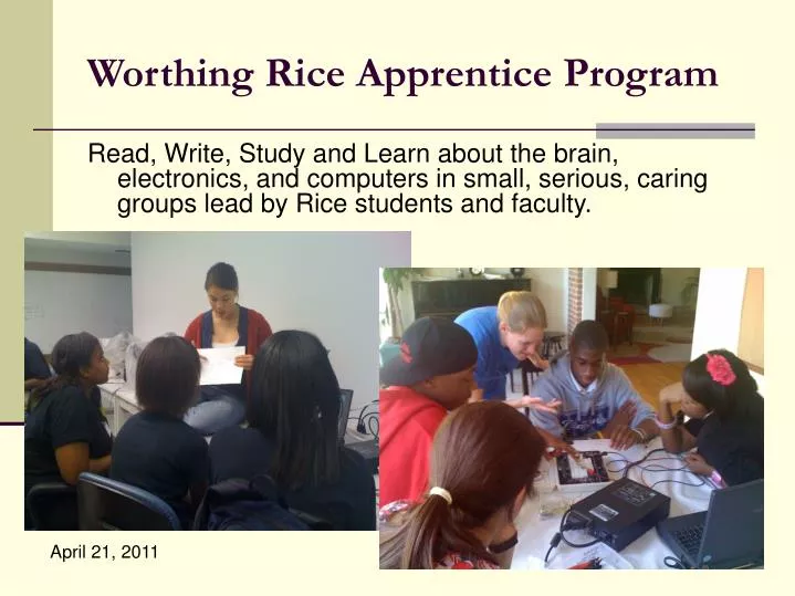worthing rice apprentice program