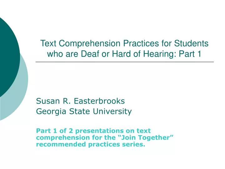 text comprehension practices for students who are deaf or hard of hearing part 1