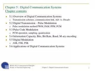Chapter 5 : Digital Communication Systems Chapter contents
