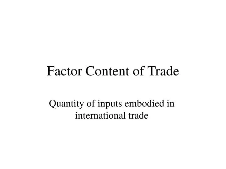 factor content of trade