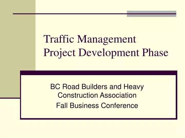 traffic management project development phase