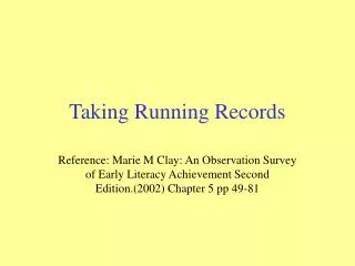 Taking Running Records