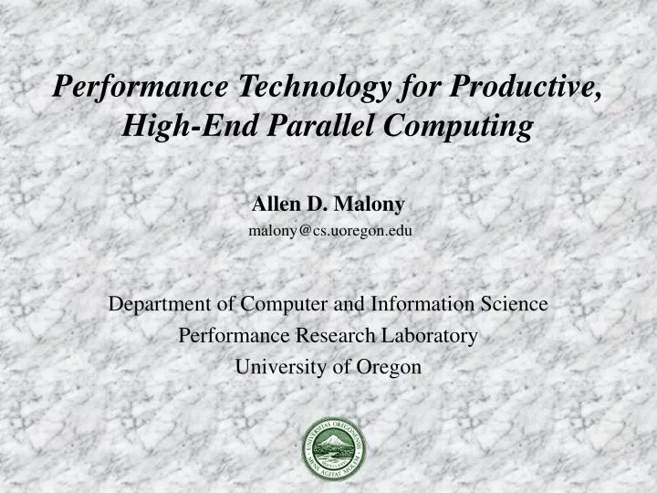 performance technology for productive high end parallel computing