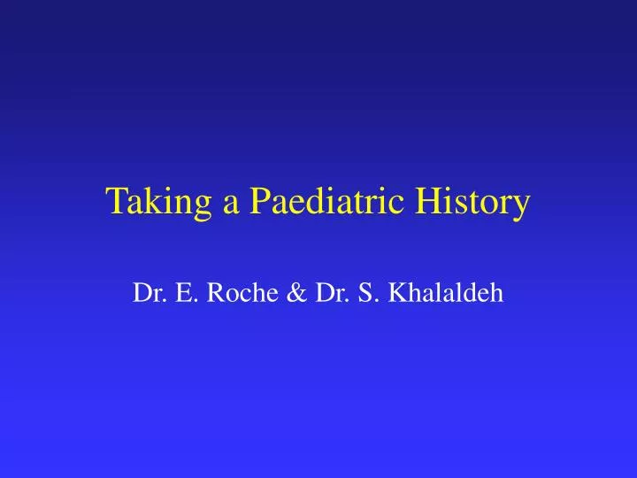 taking a paediatric history