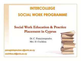 Social Work Education &amp; Practice Placement in Cyprus
