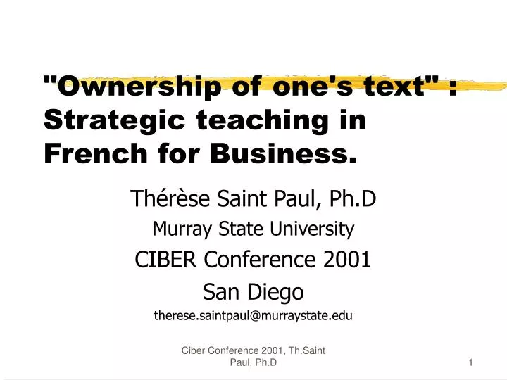 ownership of one s text strategic teaching in french for business