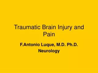 Traumatic Brain Injury and Pain