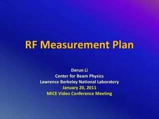 RF Measurement Plan