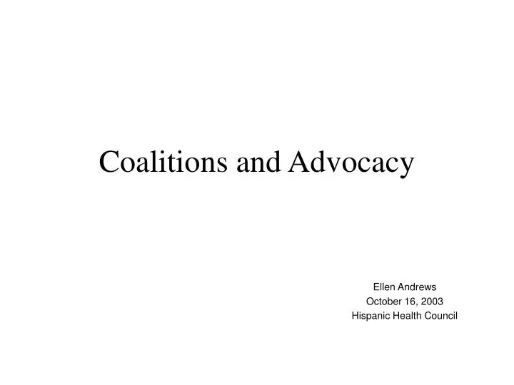 coalitions and advocacy