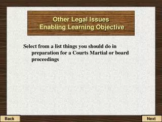 Other Legal Issues Enabling Learning Objective