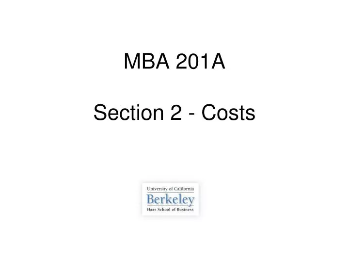 mba 201a section 2 costs