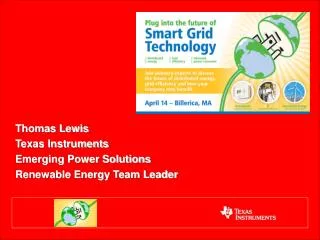 Thomas Lewis Texas Instruments Emerging Power Solutions Renewable Energy Team Leader