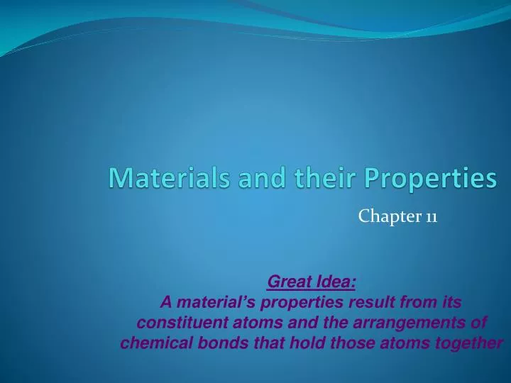 materials and their properties