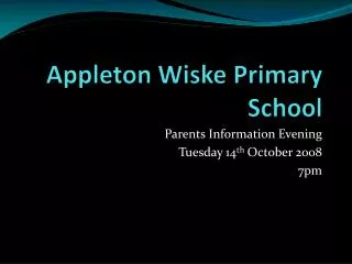 Appleton Wiske Primary School