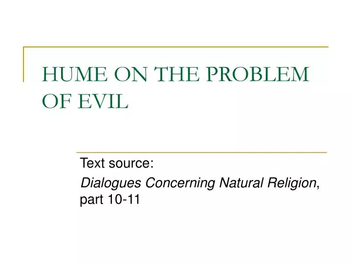 hume on the problem of evil