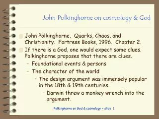 John Polkinghorne on cosmology &amp; God