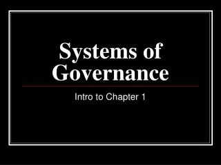 Systems of Governance