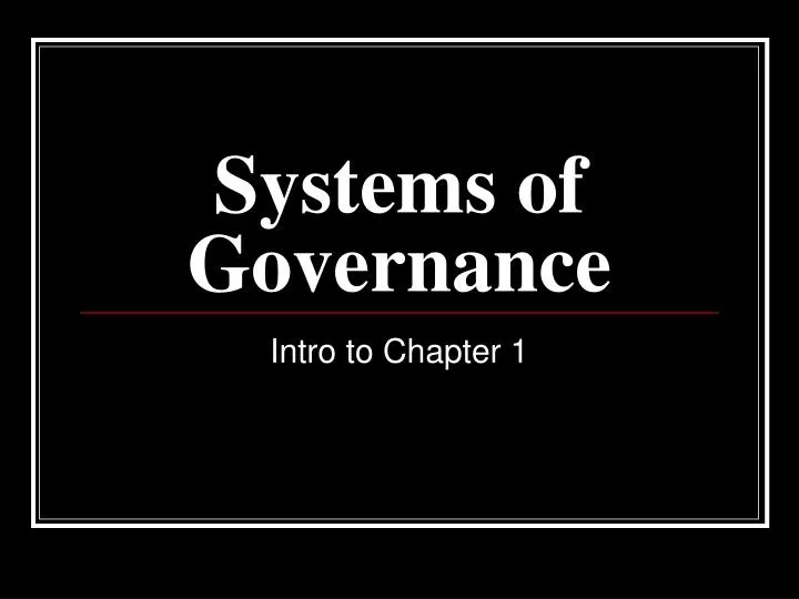 systems of governance