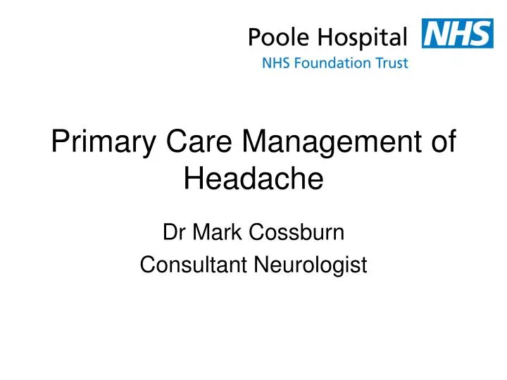 primary care management of headache