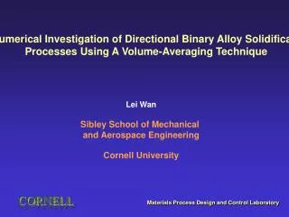 A Numerical Investigation of Directional Binary Alloy Solidification Processes Using A Volume-Averaging Technique