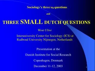 Sociology’s three big questions