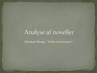 Analyse af noveller