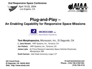Plug-and-Play – An Enabling Capability for Responsive Space Missions