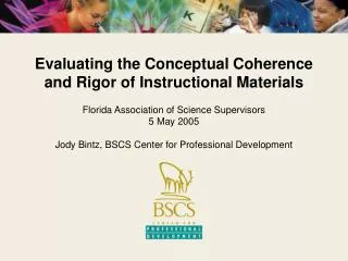 Evaluating the Conceptual Coherence and Rigor of Instructional Materials