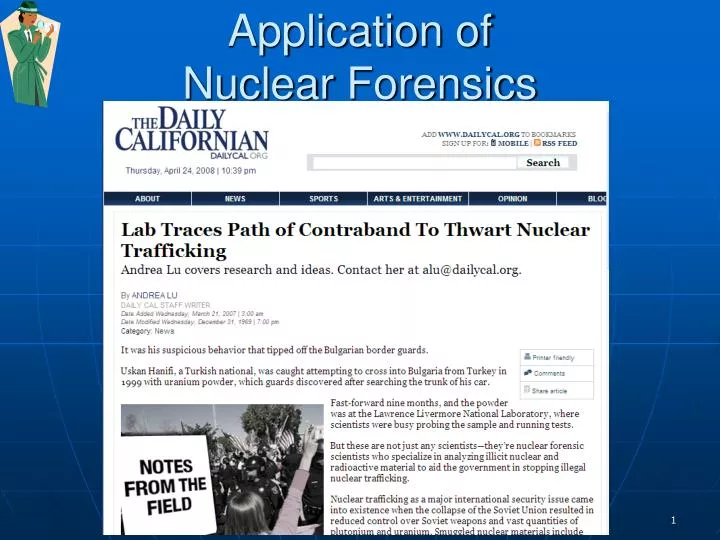 application of nuclear forensics