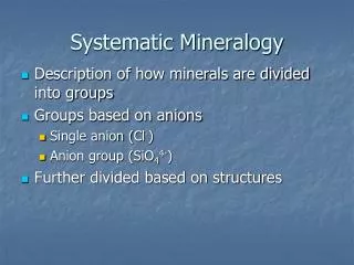 Systematic Mineralogy