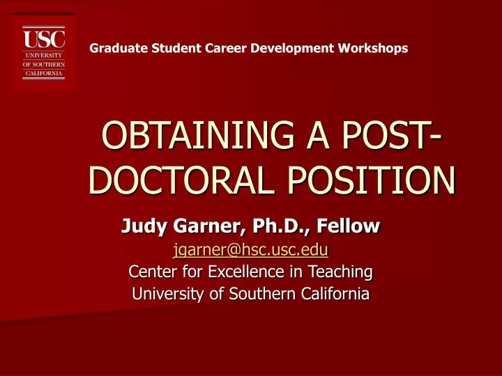 obtaining a post doctoral position