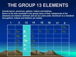 THE GROUP 13 ELEMENTS