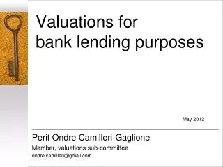 Valuations for bank lending purposes