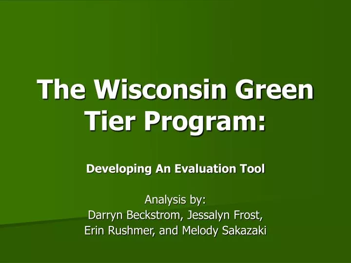 the wisconsin green tier program