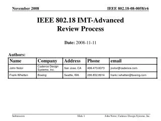 IEEE 802.18 IMT-Advanced Review Process