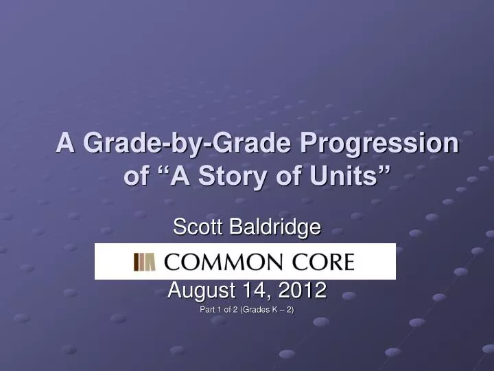 a grade by grade progression of a story of units