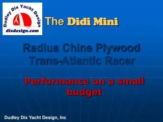 The Didi Mini Radius Chine Plywood Trans-Atlantic Racer