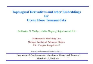 Topological Derivatives and other Embeddings for Ocean Floor Tsunami data