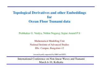 topological derivatives and other embeddings for ocean floor tsunami data