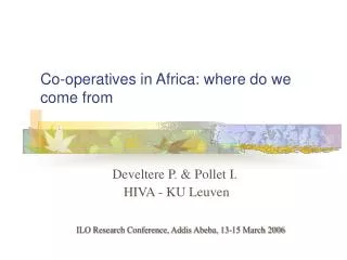 Co-operatives in Africa: where do we come from