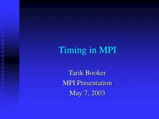 Timing in MPI