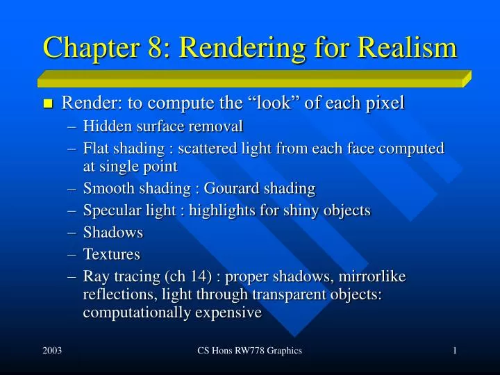 chapter 8 rendering for realism