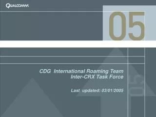 CDG International Roaming Team Inter-CRX Task Force