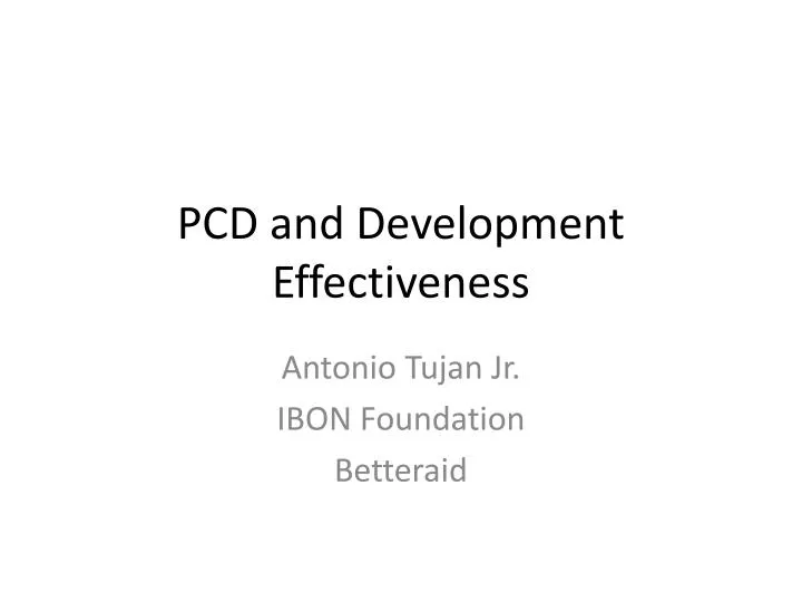 pcd and development effectiveness