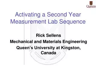 Activating a Second Year Measurement Lab Sequence