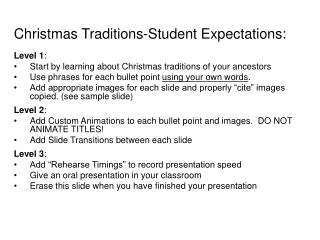Christmas Traditions-Student Expectations:
