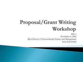 Proposal/Grant Writing Workshop