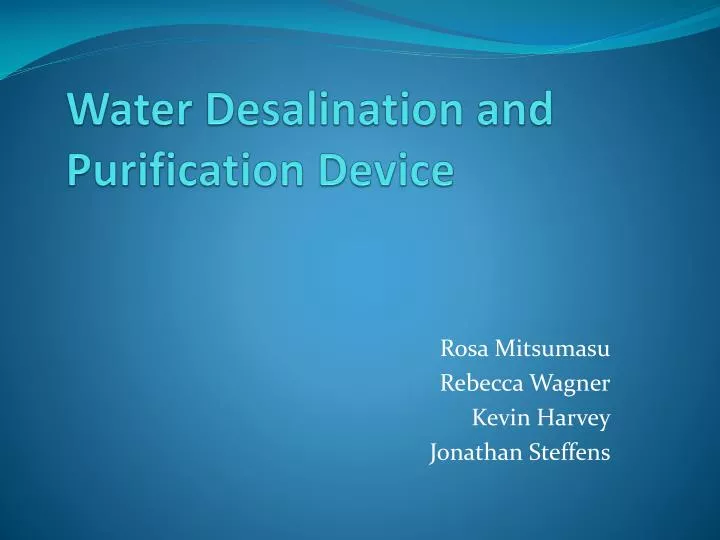 water desalination and purification device