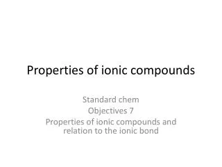 Properties of ionic compounds